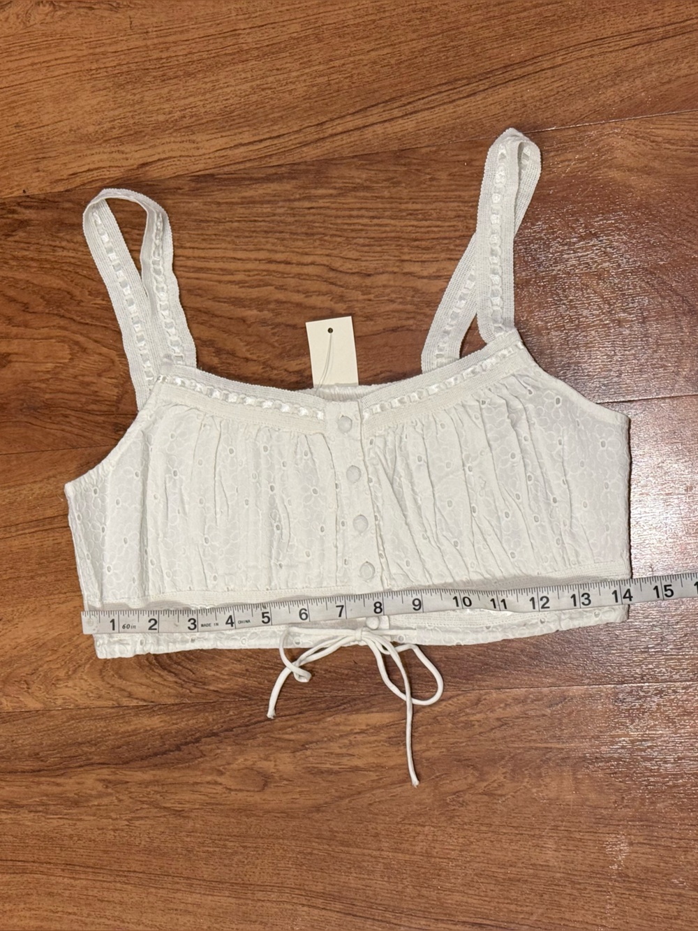 Aeropostale White Eyelet Button-Front Cropped Camisole - Picture 8 of 11